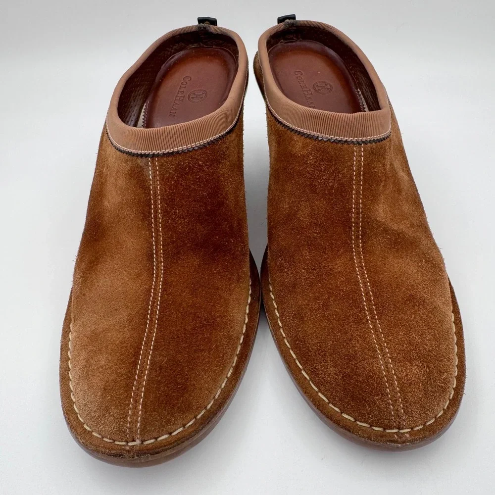 Cole Haan Womens 8B Brown Suede Wedge Mules Slip On Clogs D2017688 - Picture 2 of 9